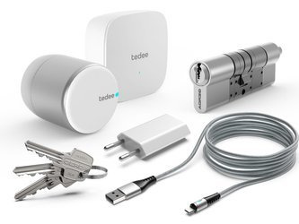 Zestaw zamka tedee PRO (srebrny) z wkładką typu C
