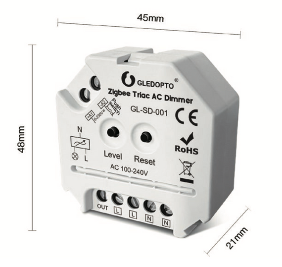 Gledopto dopuszkowy Dimmer ZigBee