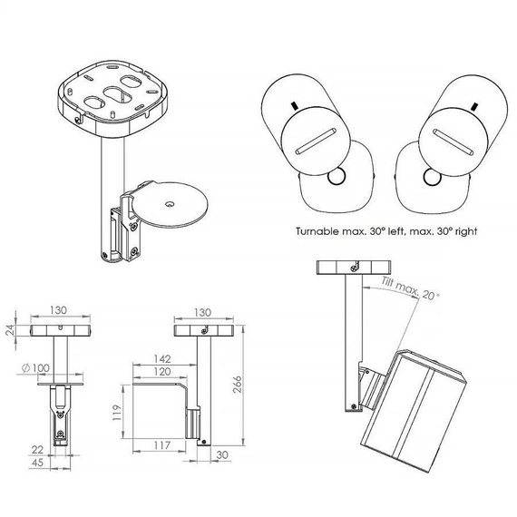 Cavus Ceiling Mount Era 100 (biały)