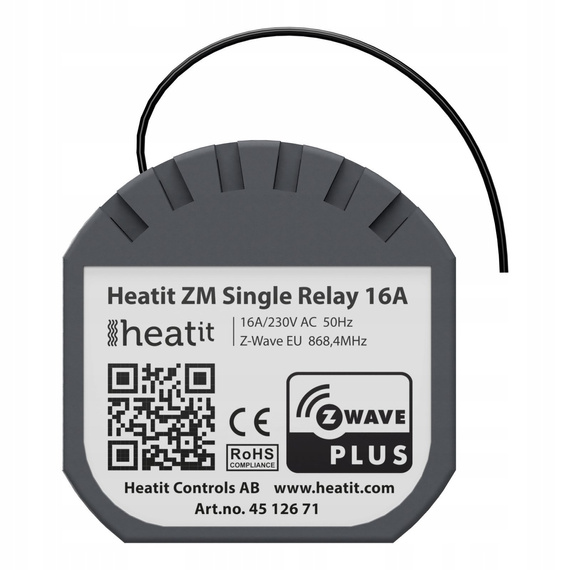 Heatit ZM Single Relay przełącznik 16A Z-wave