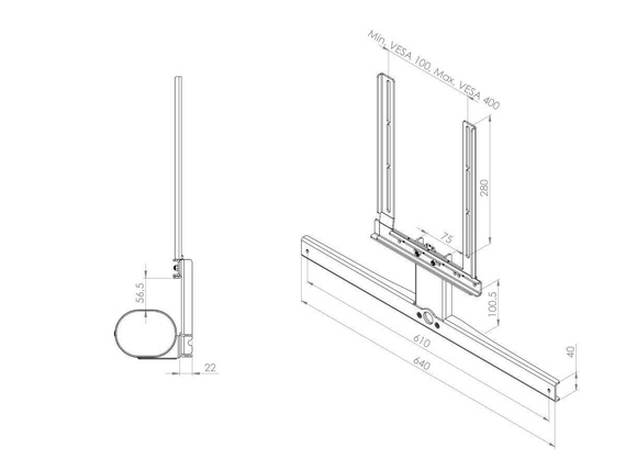 Cavus TV Wall Mount Arc (czarny)
