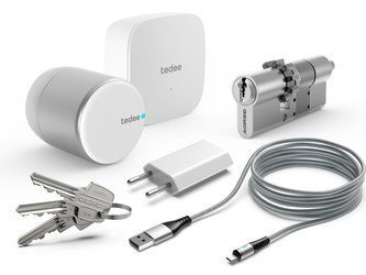 Zestaw zamka tedee PRO (srebrny) z wkładką typu B