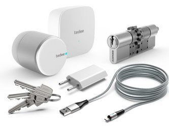 Zestaw zamka tedee PRO (srebrny) z wkładką typu D